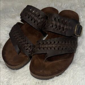Cliffs Brown Woven Leather Sandals